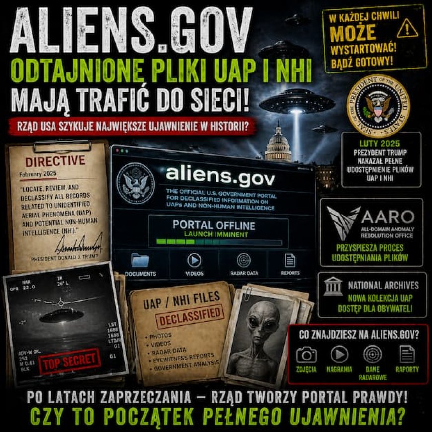Aliens.gov. Odtajnione pliki UAP i NHI mają trafić do sieci